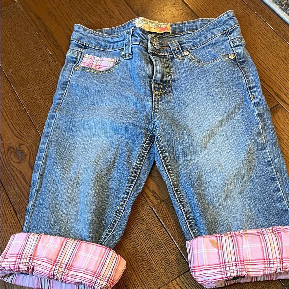 🔥 5/$25 - Celebrity Pink Denim Shorts with Pink Plaid Accents